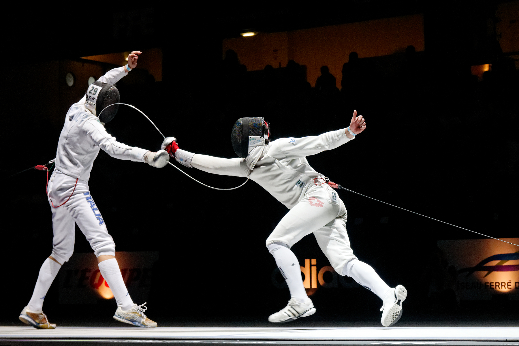 Finale der Challenge Réseau Ferré de France–Trophée Monal 2012: Diego Confalonieri (links) und Fabian Kauter (Schweiz, rechts)